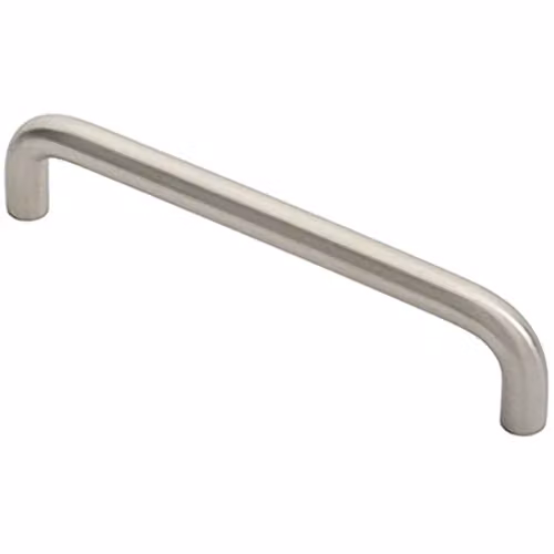 Loops D-Shape Cabinet Pull Handle in Brushed Silver Stainless Steel, 138 x 10 mm, 128 mm Fixing Centres