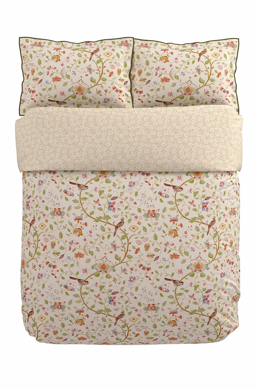 Sanderson Arils Garden Floral Mako Satin Cotton Duvet Cover and Pillowcase Set in Green and Multicolour, W: 140 cm, L: 200 cm – 2