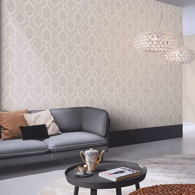Erismann Versailles Abstract Geometric Vinyl Roll in Beige and Ivory