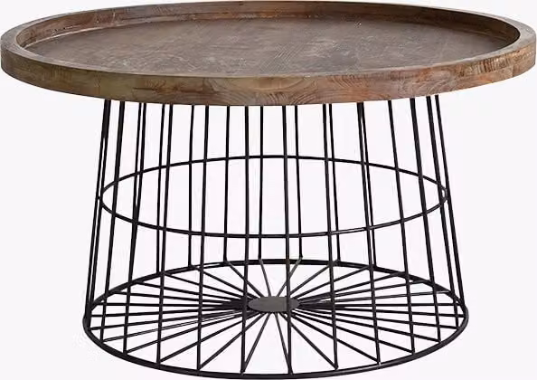 Perch & Parrow Raleigh Round Modern Coffee Table in Brown and Silver