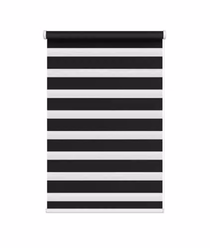New Edge Blinds Black Zebra Day and Night Roller Blind, W: 120 cm, H: 165 cm – 1