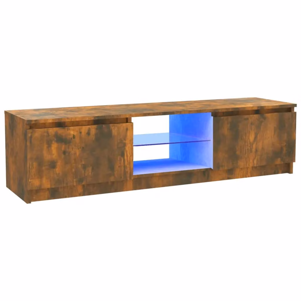 Berkfield Home TV Cabinet with LED Lights in Smoked Oak Brown, W: 120 cm, D: 30 cm, H: 35.5 cm – 2