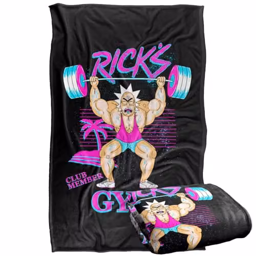 LOGOVISION Rick and Morty's Gym Silky Touch Super Soft Fleece Throw Blanket, Multicolour, W: 91.44 cm, L: 91.44 cm – 1