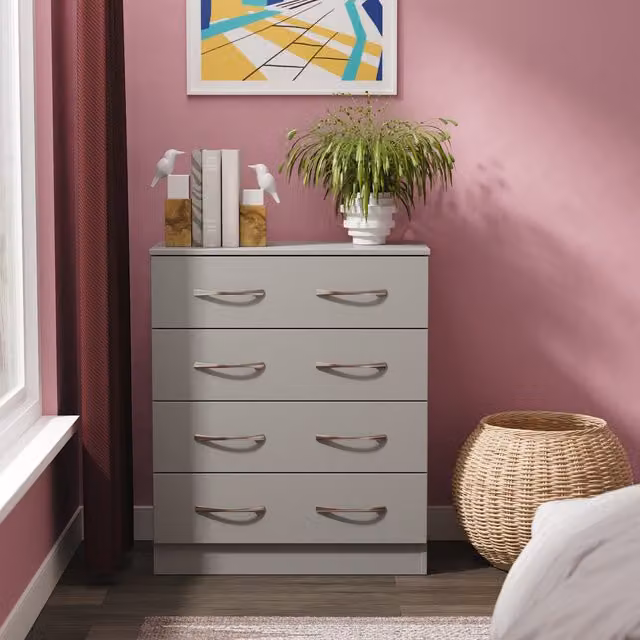 Avon Ready Assembled 4 Drawer Chest in Dusk Grey