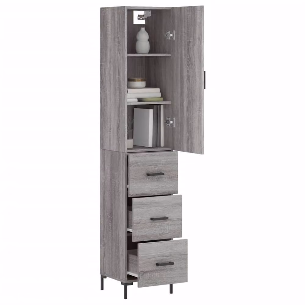 Berkfield Home Sonoma Highboard in Grey, W/D/H: 34.5 x 34.5 x 180 cm – 2