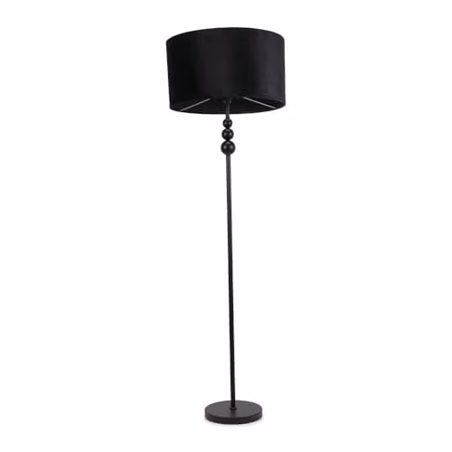 ValueLights Marissa Black Stacked Ball Floor Lamp with Green Fabric Drum Shade and LED Bulb – 1