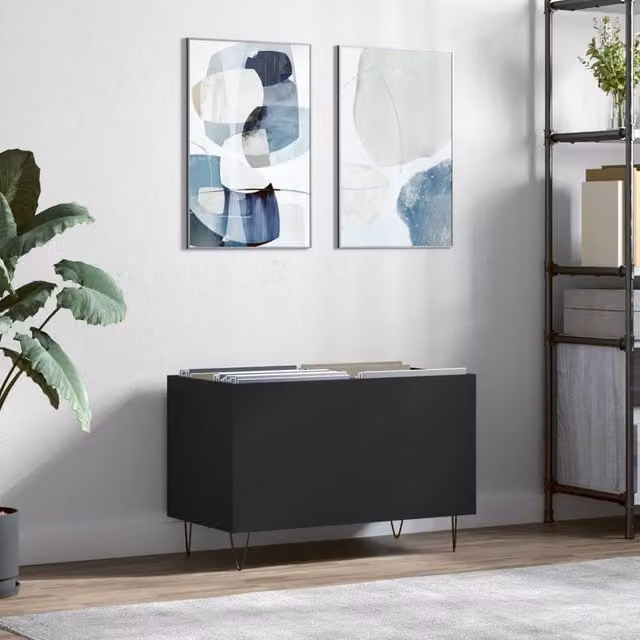 Berkfield Home Industrial Record Cabinet in Black, W: 74.5 cm, D: 38 cm, H: 48 cm