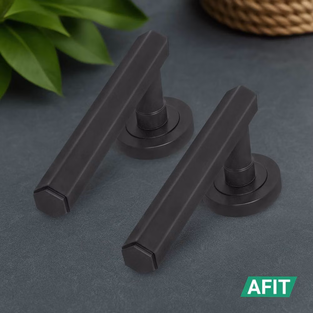 AFIT Matt Black Aluminium Door Handle Latch and Hinge Set, 4 Pack, 150 x 150 mm – 7