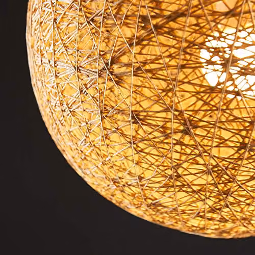 MiniSun Modern Beige Rattan Globe Ceiling Pendant Lampshade, Shade Width: 30 cm – 4