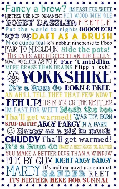 Ulster Weavers Yorkshire Born and Bred Classic Print 100% Cotton Tea Towel in Blue and Multicolour