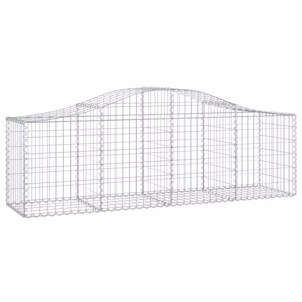 Berkfield Home Arched Gabion Basket in Silver Galvanised Steel, W: 200 cm, D: 50 cm, H: 60-80 cm – 2