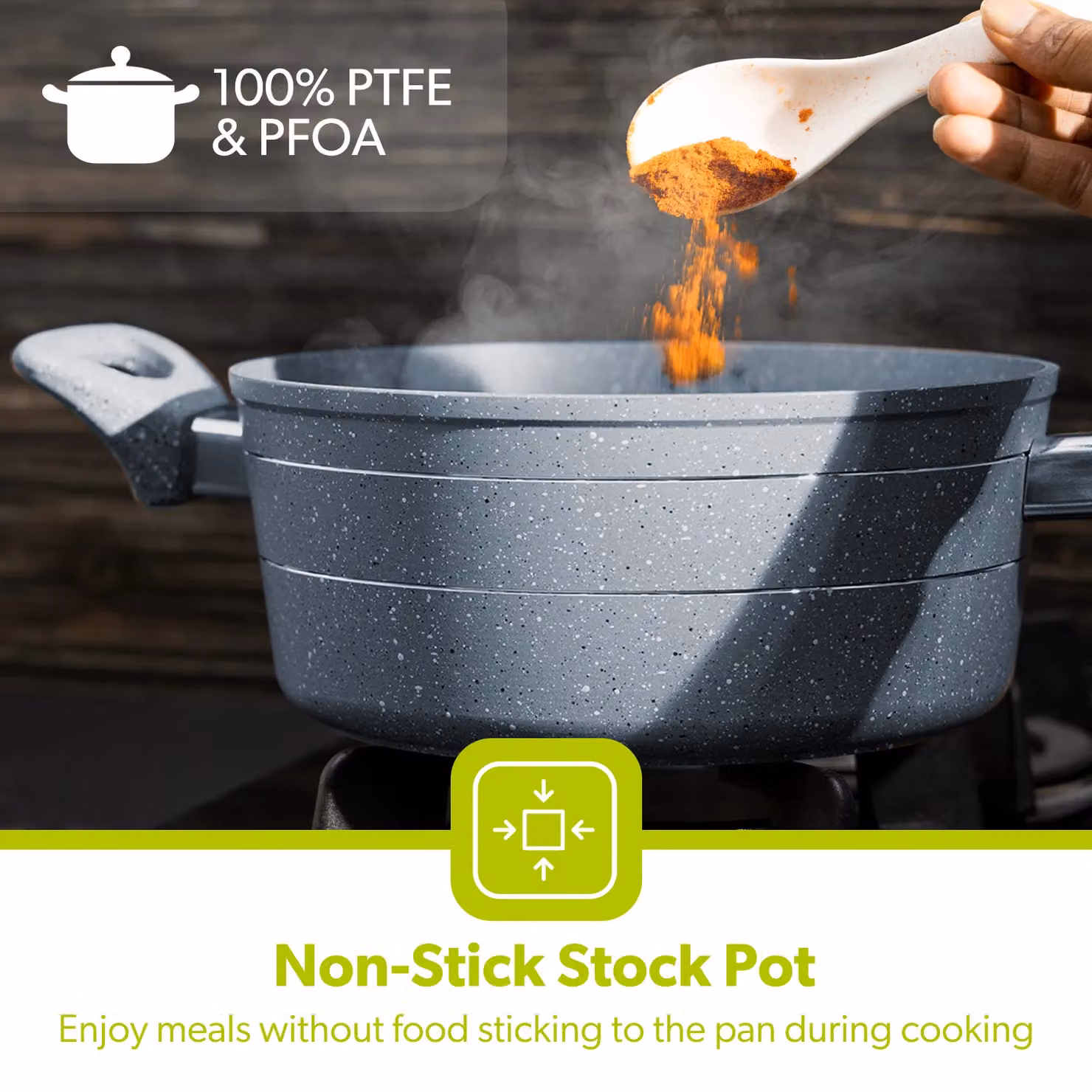 Royalford Grey Non-Stick Granite Coating Casserole Dish with Glass Lid, Diameter: 26 cm – 2