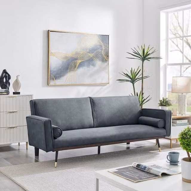 Bravich LTD Jenna 3 Seater Click Clack Sofa Bed in Grey Faux Suede