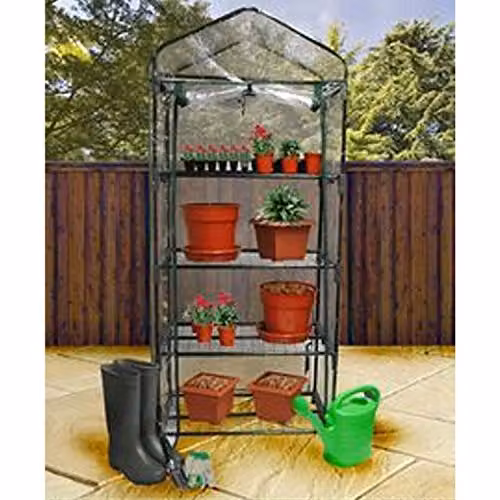 Kingfisher GHPRO Premium 4 Tier Greenhouse with Shelving, Green and Transparent, H: 134.0 cm, W: 50.0 cm, D: 44.5 cm – 2