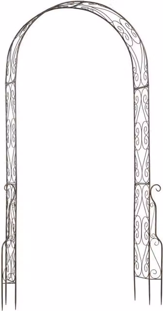VOGREX Metal Garden Arch Arbour Climbing Frame in Bronze, H 226 x W 120 x D 30 cm