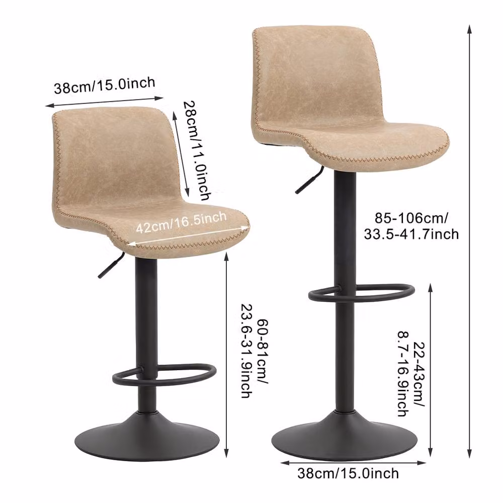 ERGOVEXA Classic Set of 2 PU Leather Bar Stools in Brown – 2