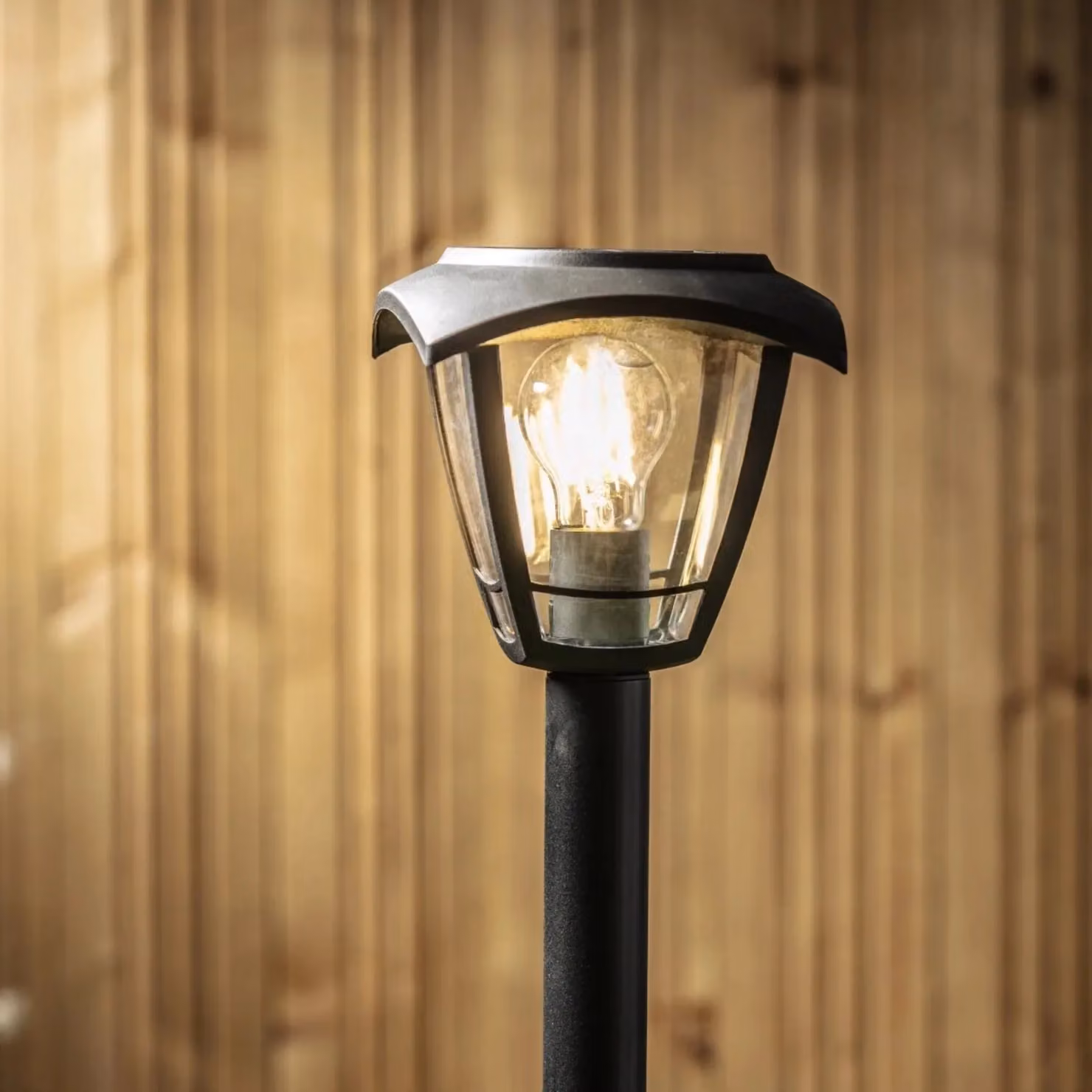 CGC Lighting Lara Black Solar Outdoor Post Light Bollard with Warm White LED and Dusk Sensor, IP44 – 4