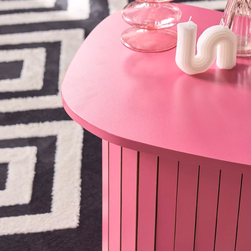 OHS Madison Ribbed Round Side Table in Bright Pink – 2