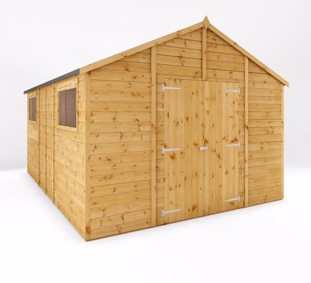 Mercia Premium Shiplap Apex Workshop in Light Brown, W: 322.7 cm, D: 427.4 cm, H: 252.4 cm – 1