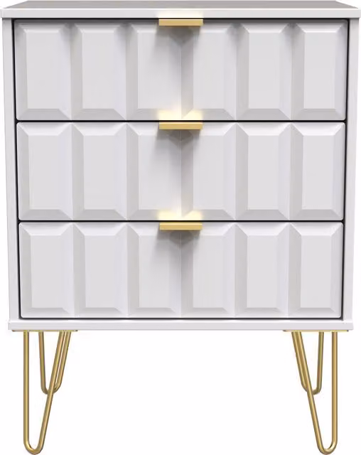 2 U Metro 3 Drawer Chest in White and Gold, Ready Assembled – 1