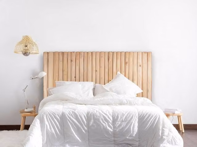 Vente-unique LITTORAL II Double Headboard with Teak Branches in Light Oak and Natural Wood