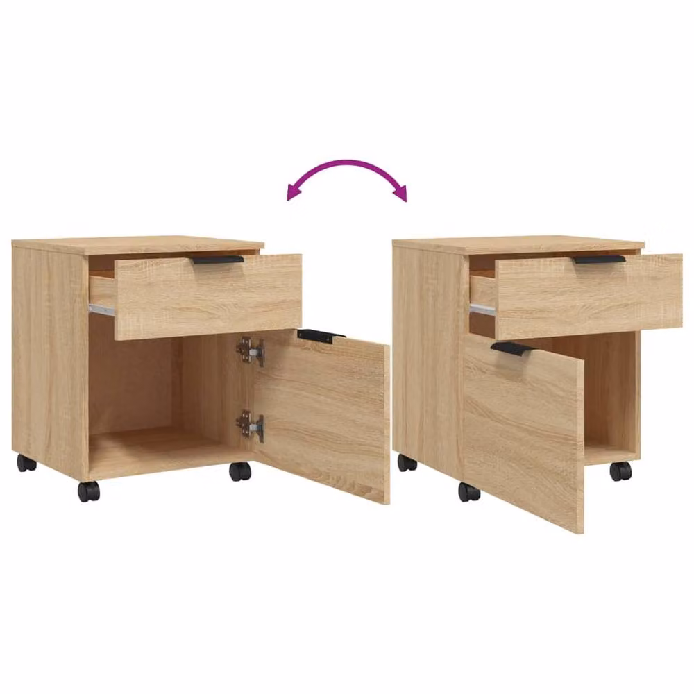 Berkfield Home Mobile File Cabinet with Wheels in Sonoma Oak, Light Brown, W/D/H: 45 x 38 x 54 cm – 2