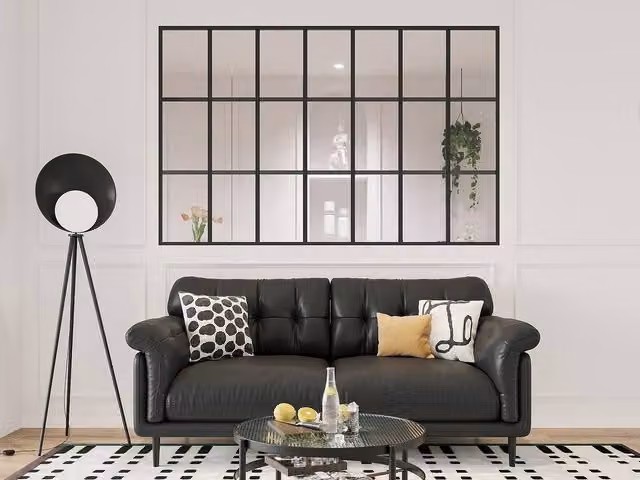 Vente-unique Orangery-Style Powder-Coated Glass Partition in Black, H: 210 cm, W: 130 cm