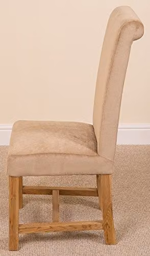 Oak Furniture King Kuba 8 Seater Solid Oak Dining Set with Washington Beige Upholstered Fabric Chairs, Natural Finish, W: 180 cm, D: 90 cm, H: 78 cm – 2