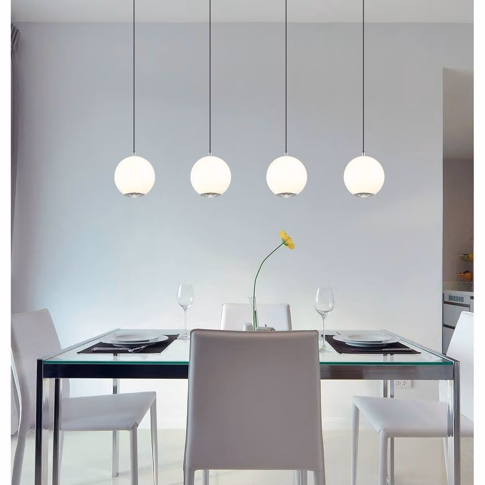 Netlighting Simmons Bar Pendant Ceiling Light in Grey with 4x LED bulbs and adjustable height – 2