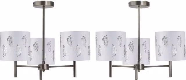 First Choice Lighting Brea Set of 2 Antique Brass 3 Light Ceiling Fittings with White Fabric Shades – 1
