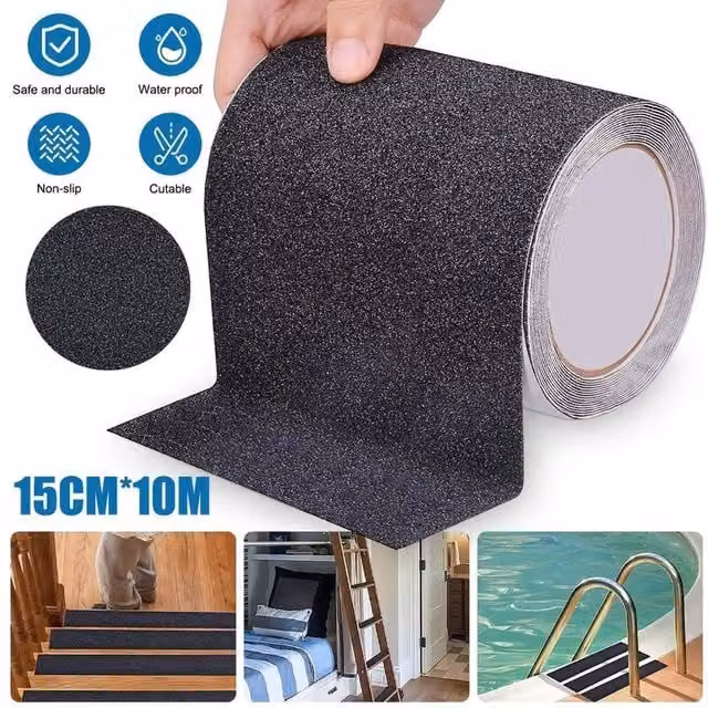 Nestlune Black Anti-Slip High Grip Adhesive Tape, W: 15 cm, L: 10 m