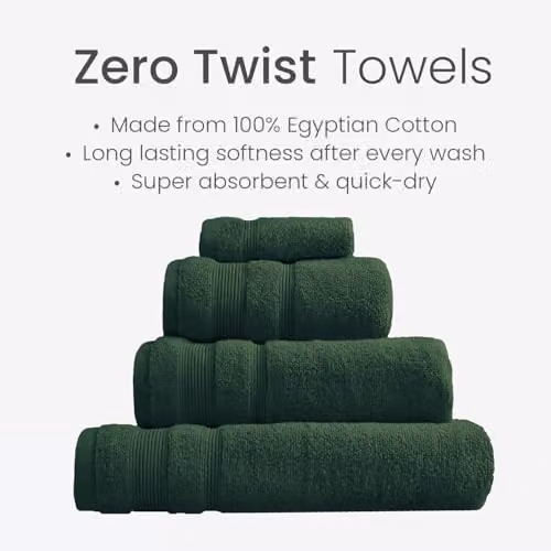 Allure Bath Fashions Pack of 2 Fluffy Egyptian Cotton Towels with Border, Green, W: 70 cm, L: 120 cm – 6