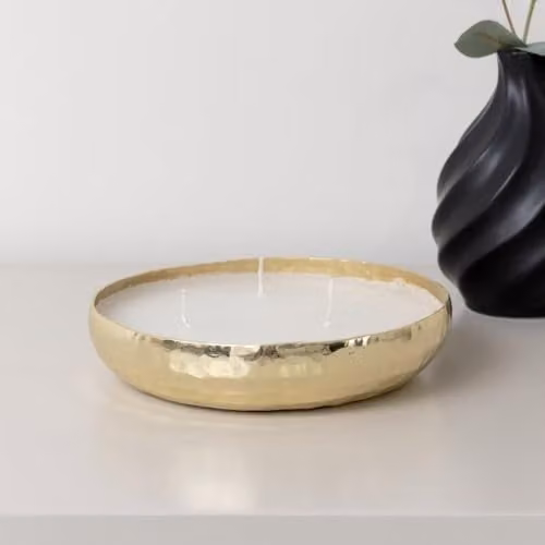 Melody Maison Round Hammered Gold 3 Wick Metal Candle Pot – 1