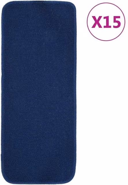 Berkfield Home Anti Slip Rectangular Stair Mats, 15 Pack, Navy Blue, W: 60 cm, D: 25 cm – 1