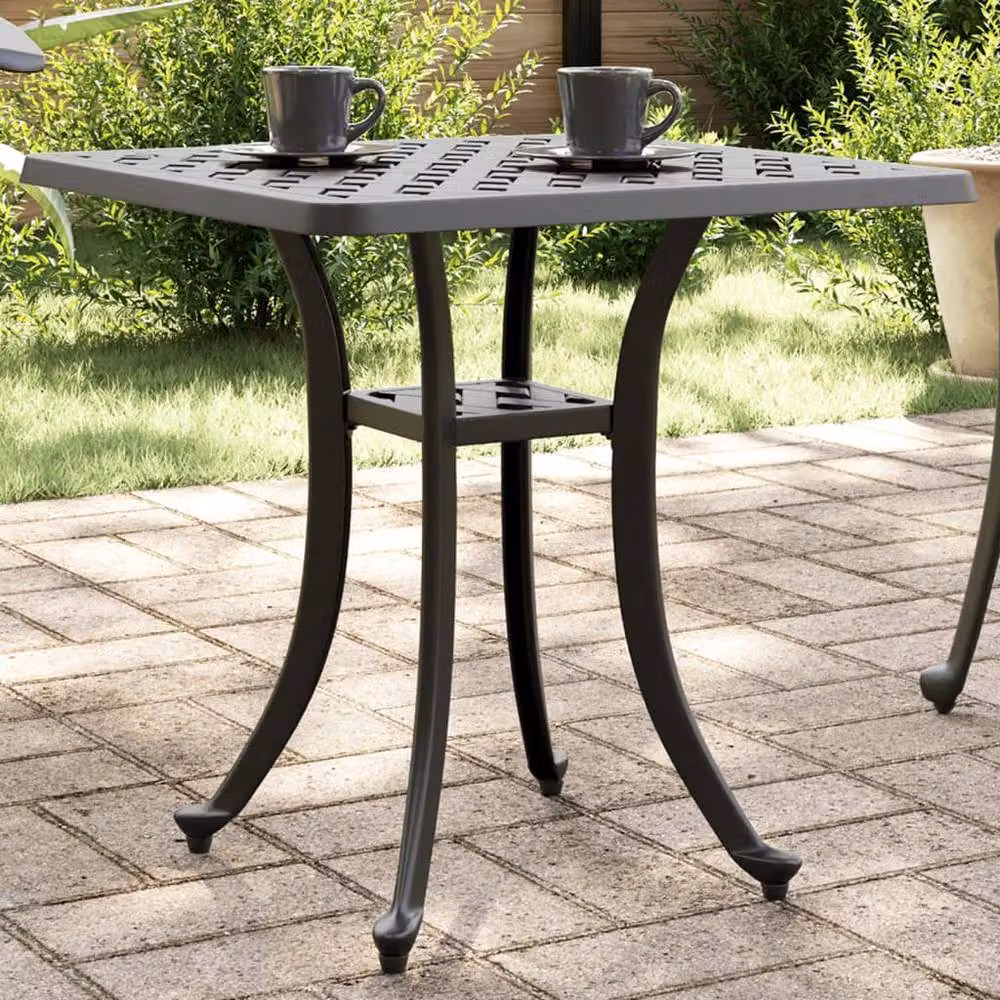 Berkfield Home Square Garden Table in Matt Black Cast Aluminium, W/D/H: 53 x 53 x 53 cm – 2
