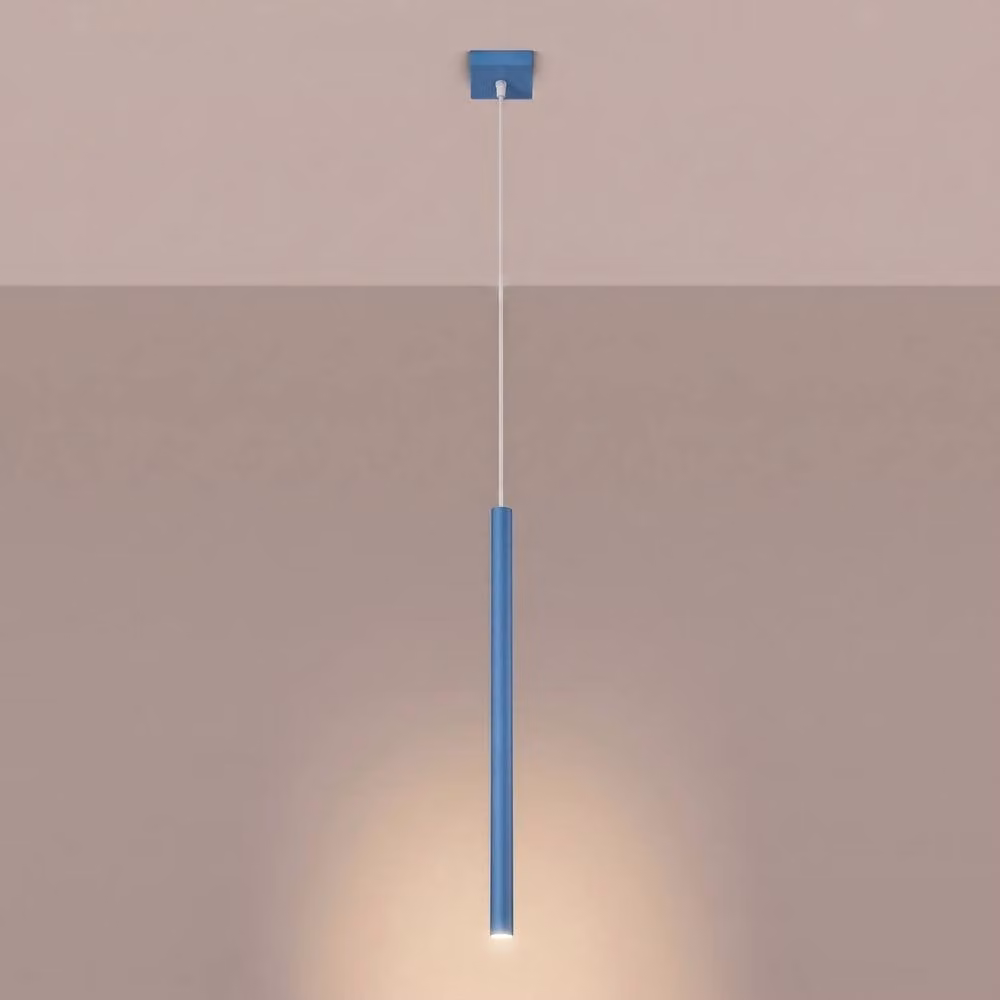 Sollux Lighting Modern Minimalist Pendant Lamp in Light Blue, W/D/H: 120 x 8 x 8 cm – 2