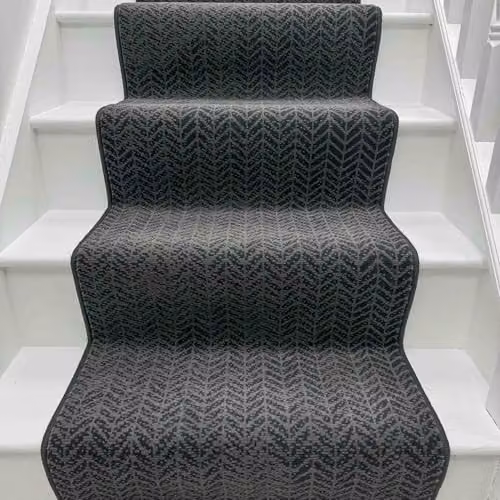 runrug Empire Stair Runner Carpet in Dark Grey, W: 60 cm, L: 600 cm – 4