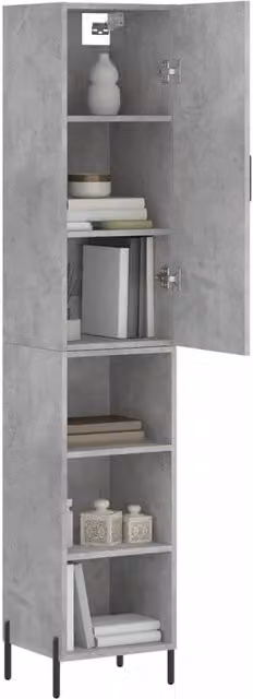 Berkfield Home Industrial Highboard in Concrete Grey, W/D/H: 34.5 x 34.0 x 180.0 cm – 1