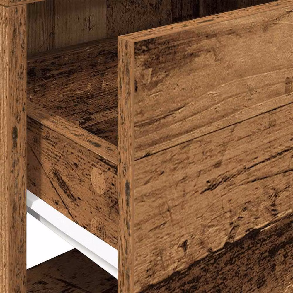 Berkfield Home Durable Bedside Cabinets with Drawer, 2 Pack, Brown Old Wood, W: 51 cm, D: 31 cm, H: 47 cm – 6