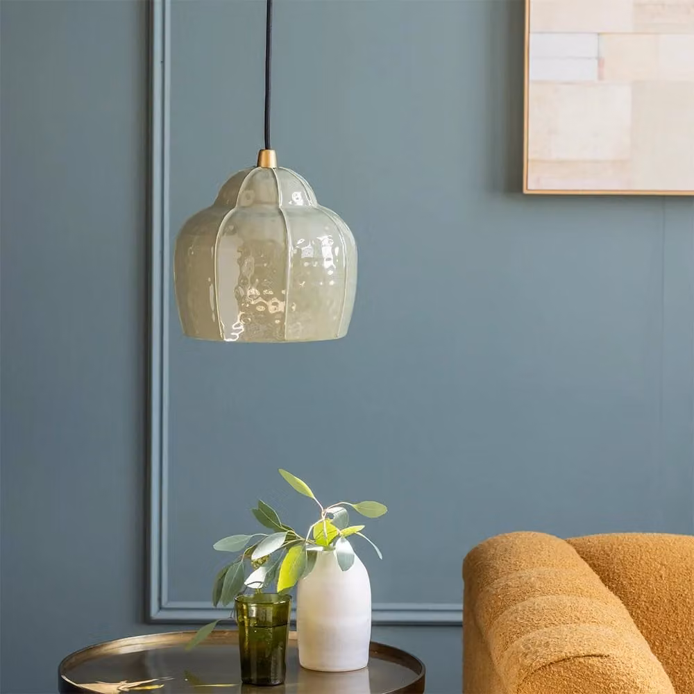 Atkin & Thyme Beau Modern Dome Pendant Light in Gold/Brass, Green or White