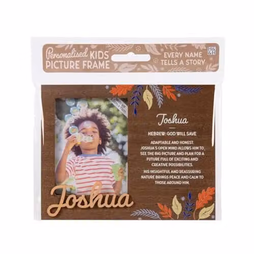 History & Heraldry Pre-personalised Child's Joshua Picture Frame in Brown Wood