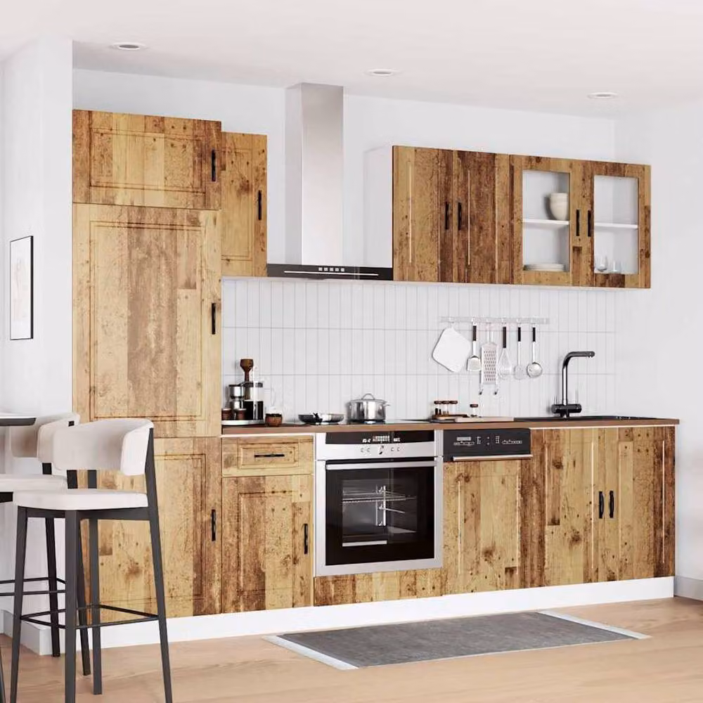 Berkfield Home Kalmar 8 Piece Rustic Kitchen Cabinet Set in Brown Old Wood Engineered Wood – 2