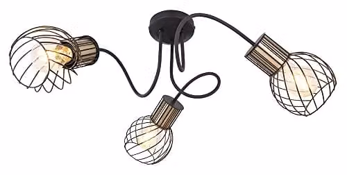 Globo Lighting Retro Roundel Ceiling Spotlight Lamp with Black Metal Cage Design