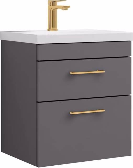 Balterley 2 Drawer Wall Hung Bathroom Vanity Basin Unit, Grey