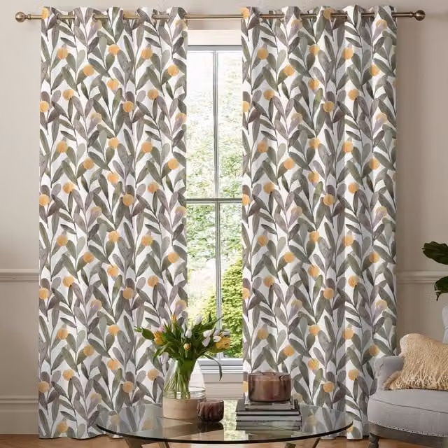Voyage Maison Enso Made to Measure Blackout Floral Curtain in Amber, Yellow and Multicolour