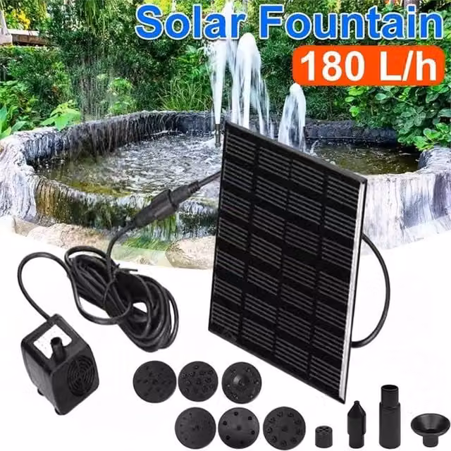 SPETLEK Solar Powered Water Feature Fountain Pump in Black – 1