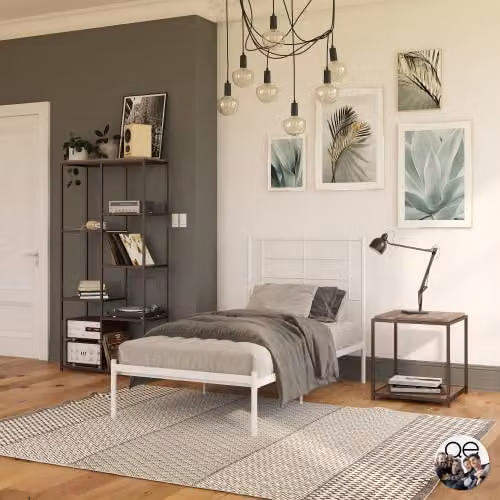 DHP Furniture Jensen Modern Metal Bed in White, Single, W/D/H: 90 x 200 cm – 4