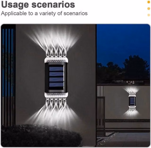 NESTLUNE 8-Pack Solar Powered White and Black Garden Fence Lights for Terrace and Wall Accent