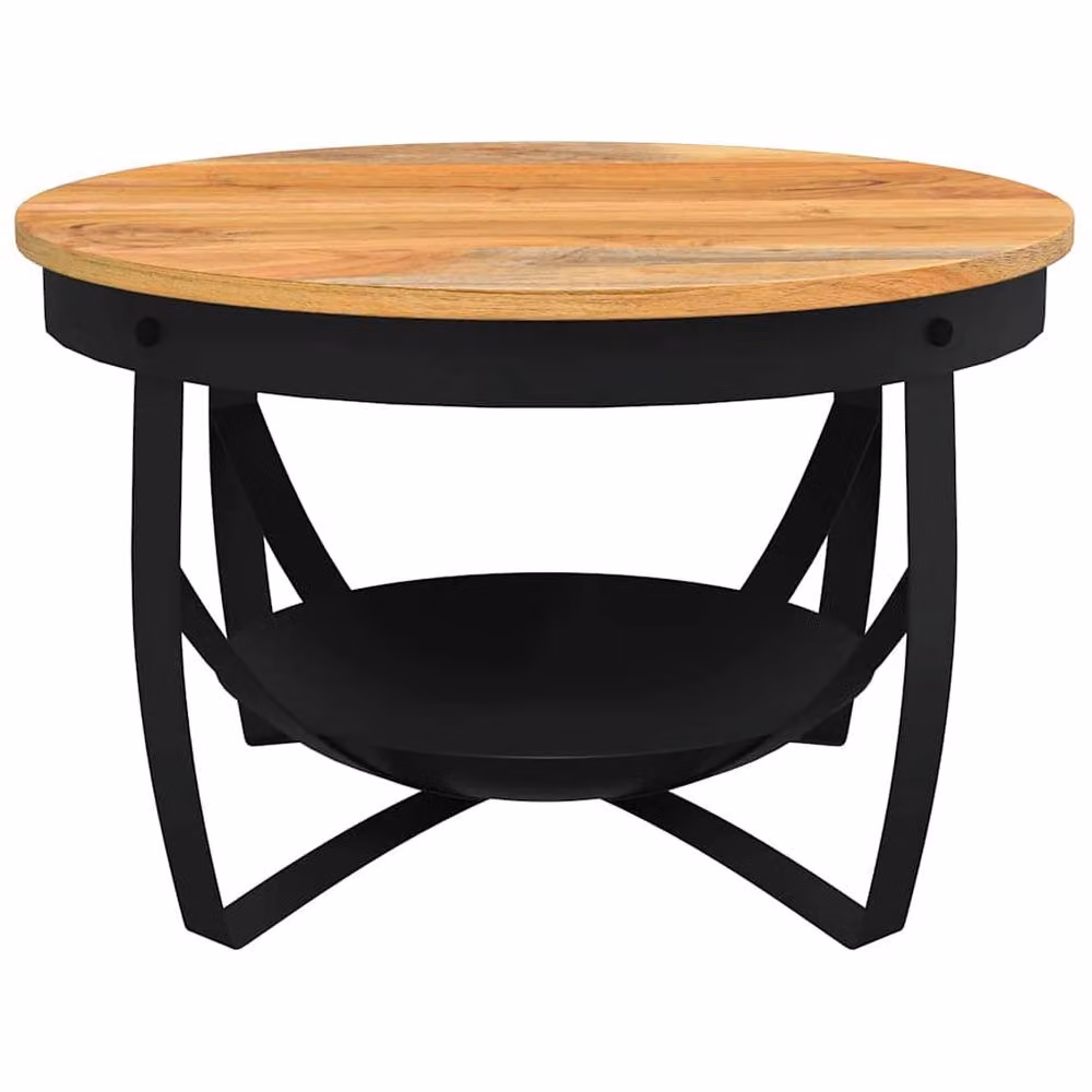 Berkfield Home Round Solid Acacia Wood Coffee Table in Brown, Diameter: 68 cm, Height: 43 cm – 5