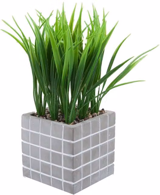 VFM e-Store Modern Grey Concrete Artificial Grass Plant Pot, H 22 x W 11 cm – 1